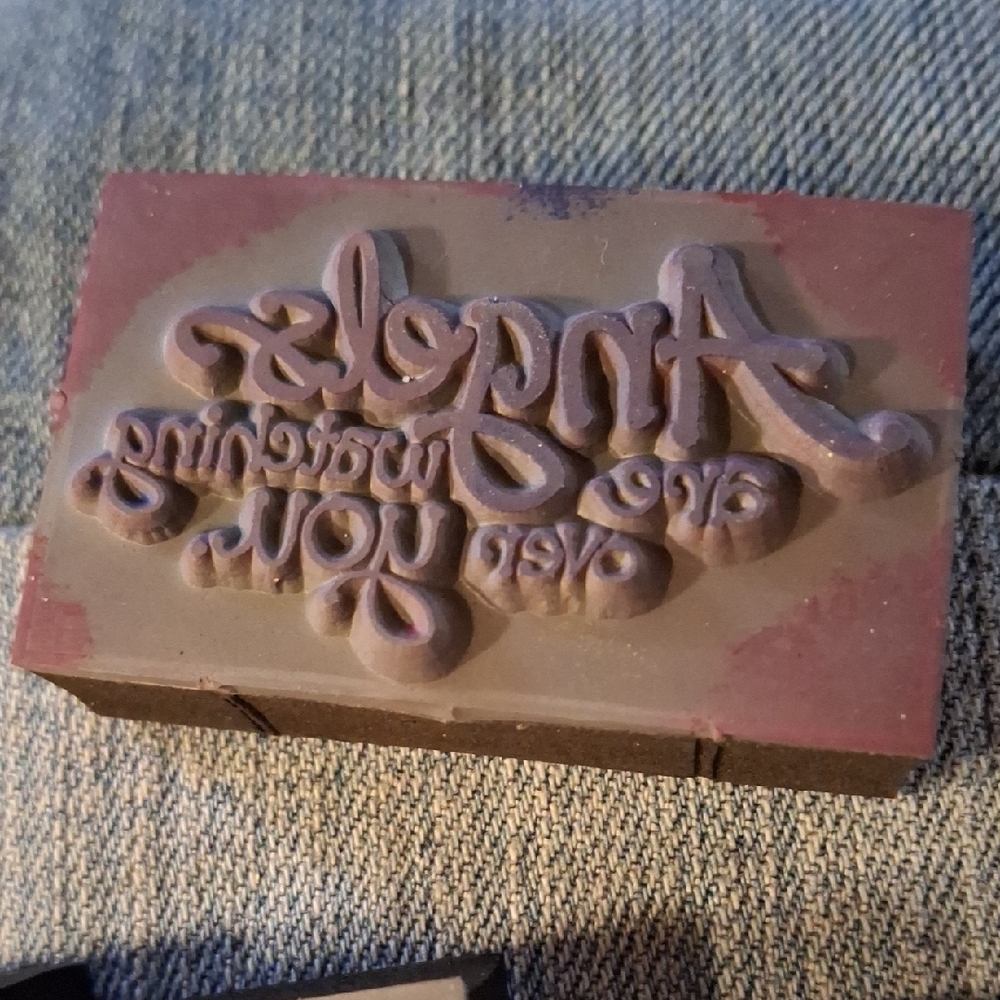 Angel Rubber Stamp watching over hearts star music flowers angelic chorus wings - Picture 5 of 5